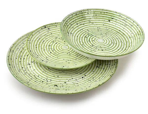 Affekdesign Porcelánová súprava 18 ks PRÚŽKY ZELENÁ