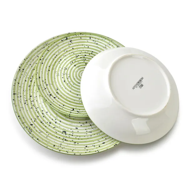Affekdesign Porcelánová súprava 18 ks PRÚŽKY ZELENÁ