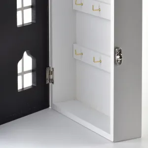 Mondex Drevená skrinka na kľúče STACY 17,5x5,5x29,5 cm čierna/biela