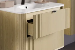 Comad Závesná skrinka Ovalia s umývadlom 100 cm dub Cremona