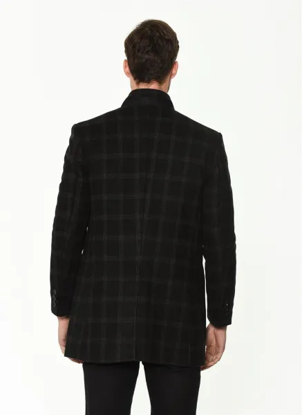 PLT8327 DEWBERRY MEN'S COAT-PATTERNED NAVY BLUE
