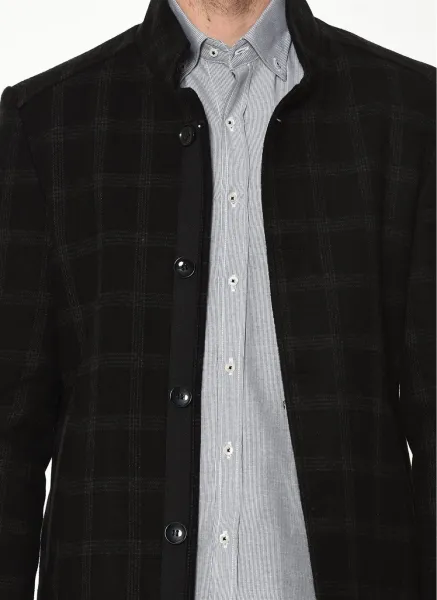 PLT8327 DEWBERRY MEN'S COAT-PATTERNED NAVY BLUE