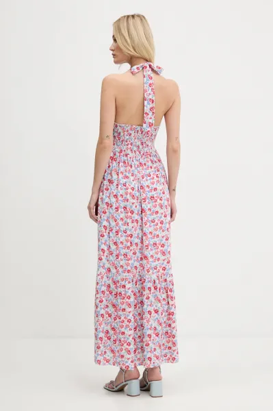 Šaty Hollister Co. biela farba, maxi, áčkový strih, KI359-5132