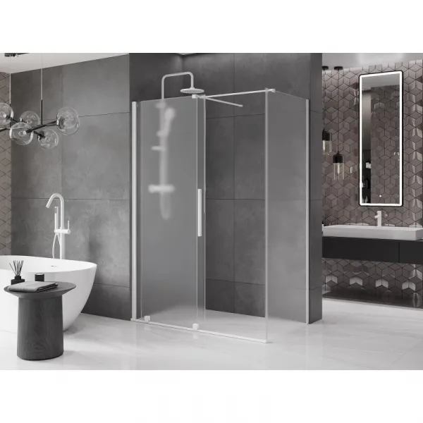 MEXEN/S - Velár sprchovací kút, posuvné dvere 150 x 80, dekor, biela 871-150-080-31-20