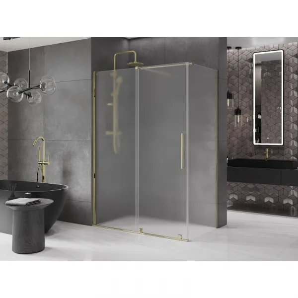 MEXEN/S - Velár sprchovací kút, posuvné dvere 150 x 80, dekor, zlato 871-150-080-31-50