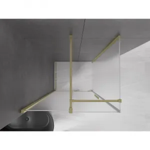 MEXEN/S - Velár sprchovací kút, posuvné dvere 100 x 80, dekor, zlato kartáčovaná 871-100-080-31-55