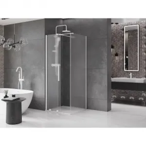 MEXEN/S - Velár sprchovací kút, posuvné dvere 100 x 100, dekor, biela 871-100-100-31-20