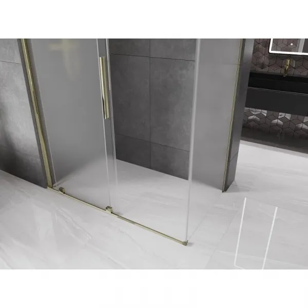 MEXEN/S - Velár sprchovací kút, posuvné dvere 140 x 85, dekor, zlato 871-140-085-31-50