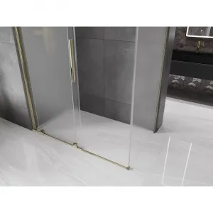 MEXEN/S - Velár sprchovací kút, posuvné dvere 140 x 85, dekor, zlato 871-140-085-31-50