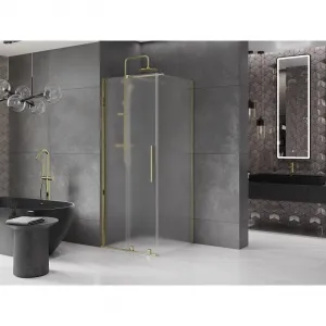 MEXEN/S - Velár sprchovací kút, posuvné dvere 120 x 120, dekor, zlato 871-120-120-31-50