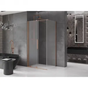 MEXEN/S - Velár sprchovací kút, posuvné dvere 100 x 85, dekor, meď kartáčovaná 871-100-085-31-65