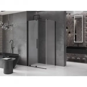 MEXEN/S - Velár sprchovací kút, posuvné dvere 100 x 80, dekor, čierna 871-100-080-31-70