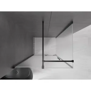 MEXEN/S - Velár sprchovací kút, posuvné dvere 100 x 80, dekor, čierna 871-100-080-31-70