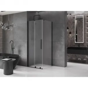 MEXEN/S - Velár sprchovací kút, posuvné dvere 110 x 110, dekor, čierna 871-110-110-31-70