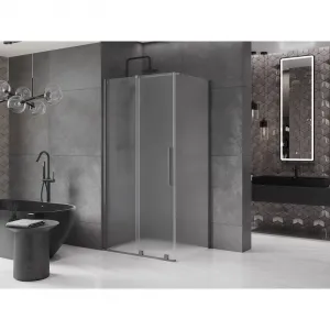MEXEN/S - Velár sprchovací kút, posuvné dvere 100 x 80, dekor, grafit kartáčovaná 871-100-080-31-66