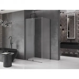 MEXEN/S - Velár sprchovací kút, posuvné dvere 100 x 80, dekor, grafit kartáčovaná 871-100-080-31-66