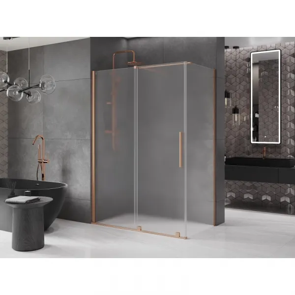 MEXEN/S - Velár sprchovací kút, posuvné dvere 150 x 70, dekor, meď kartáčovaná 871-150-070-31-65