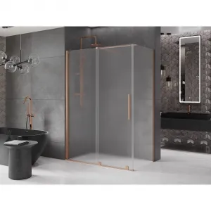 MEXEN/S - Velár sprchovací kút, posuvné dvere 150 x 70, dekor, meď kartáčovaná 871-150-070-31-65