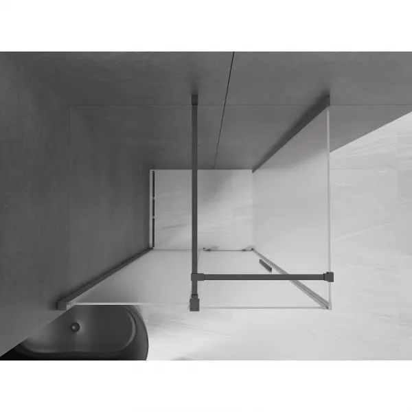 MEXEN/S - Velár sprchovací kút, posuvné dvere 100 x 80, dekor, grafit kartáčovaná 871-100-080-31-66