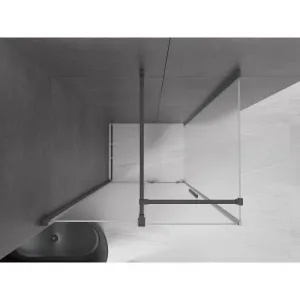 MEXEN/S - Velár sprchovací kút, posuvné dvere 100 x 80, dekor, grafit kartáčovaná 871-100-080-31-66