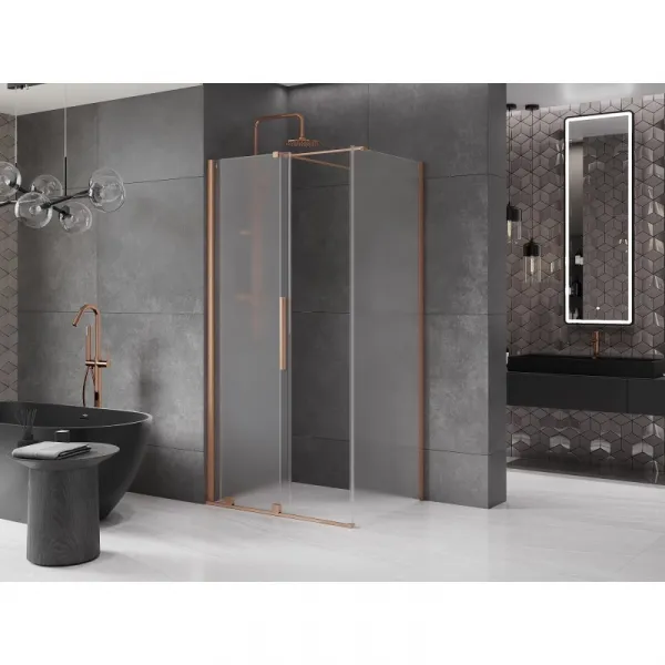 MEXEN/S - Velár sprchovací kút, posuvné dvere 100 x 80, dekor, meď kartáčovaná 871-100-080-31-65