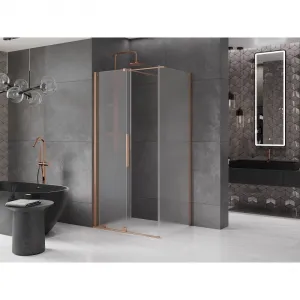 MEXEN/S - Velár sprchovací kút, posuvné dvere 100 x 80, dekor, meď kartáčovaná 871-100-080-31-65
