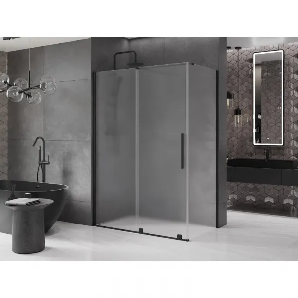 MEXEN/S - Velár sprchovací kút, posuvné dvere 150 x 80, dekor, čierna 871-150-080-31-70