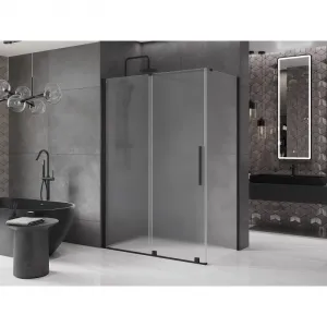 MEXEN/S - Velár sprchovací kút, posuvné dvere 150 x 80, dekor, čierna 871-150-080-31-70