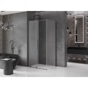 MEXEN/S - Velár sprchovací kút, posuvné dvere 100 x 80, dekor, grafit metal 871-100-080-31-95