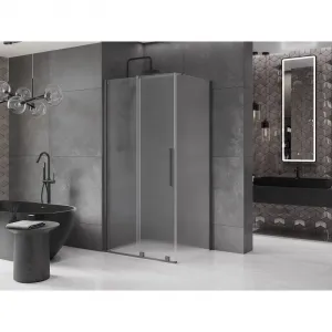 MEXEN/S - Velár sprchovací kút, posuvné dvere 100 x 80, dekor, grafit metal 871-100-080-31-95