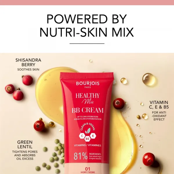 Bourjois Healthy Mix Clean & Vegan BB Cream BB krém odtieň 02 Vanilla 30 ml