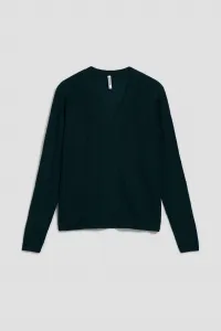 Marisse Fitted V-Neck Sweater In Emerald Green