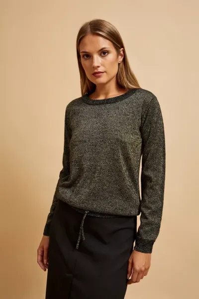 Marisse Black Metallic Thread Sweater