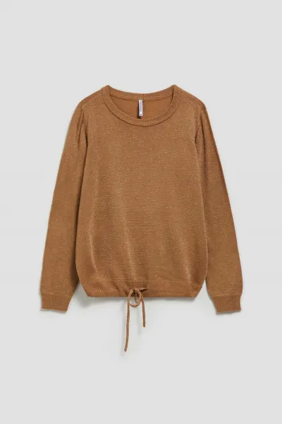 Marisse Sweater With Metallic Thread And Tie