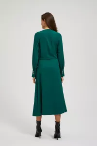 Marisse Emerald Midi Dress With Ruffles