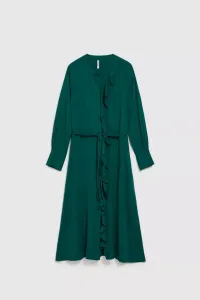 Marisse Emerald Midi Dress With Ruffles