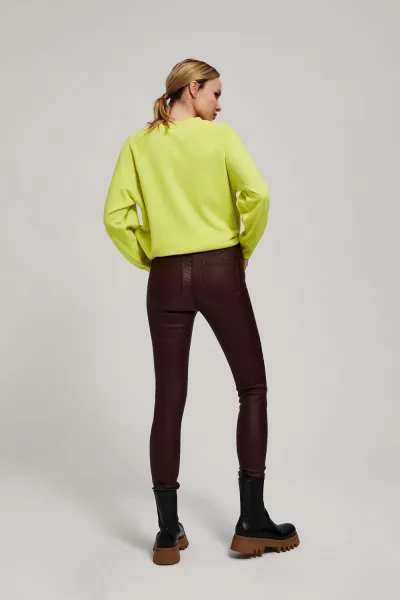Marisse Waxed Skinny Trousers In Maroon