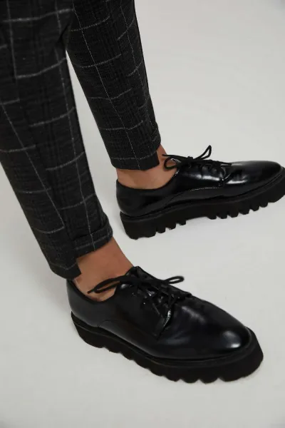 Marisse Black Checkered Trousers