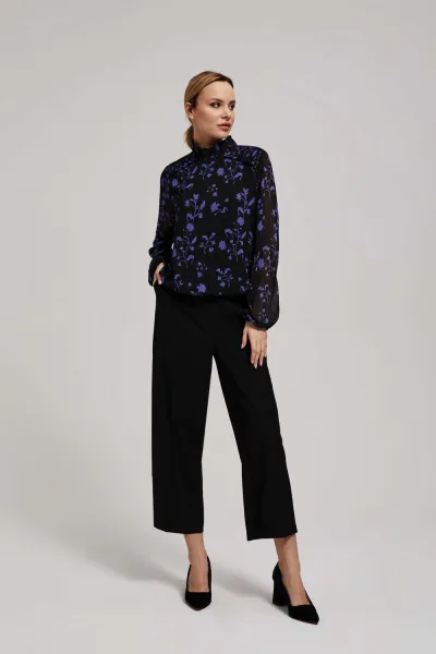 Marisse Black Floral Pattern Shirt