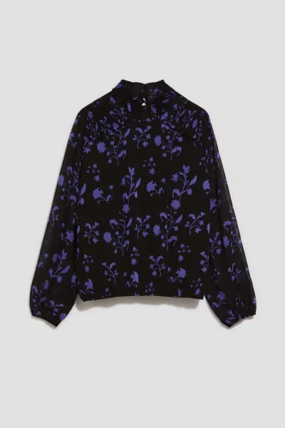 Marisse Black Floral Pattern Shirt