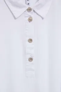 Marisse White Shirt With Decorative Buttons On The Neckline And Sleeves