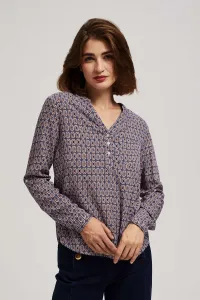 Marisse Patterned V-Neck Shirt In Light Blue