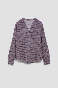 Marisse Patterned V-Neck Shirt In Light Blue