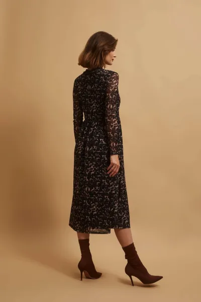Marisse Beige Leopard Print Midi Dress