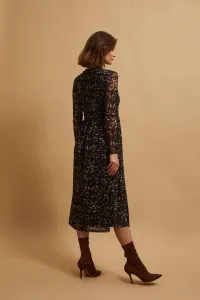 Marisse Beige Leopard Print Midi Dress
