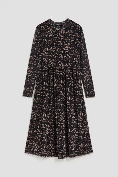 Marisse Beige Leopard Print Midi Dress