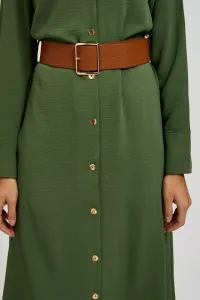 Marisse Khaki Midi Dress With Wide Belt