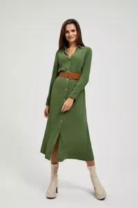 Marisse Khaki Midi Dress With Wide Belt