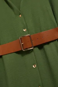 Marisse Khaki Midi Dress With Wide Belt