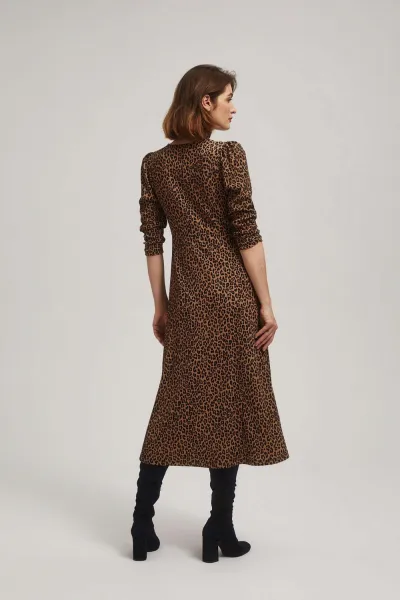Marisse Brown Leopard Print Midi Dress